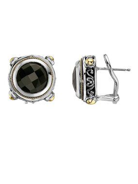 EFFY Balissima Onyx, Sterling Silver and 18K Yellow Gold Stud Earrings